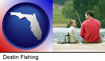 a father and a son fishing in Destin, FL