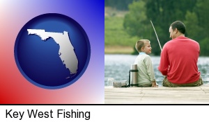 Key West, Florida - a father and a son fishing